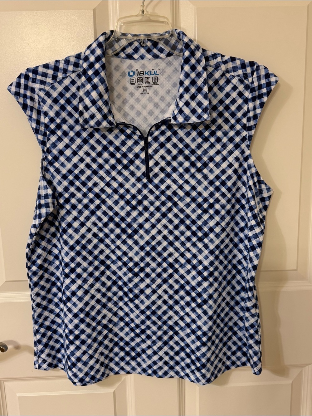 IBKUL Sleeveless Zip Golf Shirt Blue White Women’s XXL EUC Classic Timeless